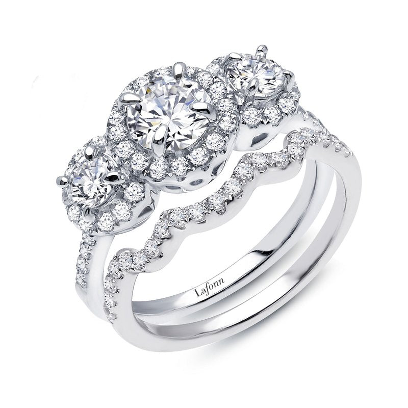 LAFONN R2031CLP Three-Stone Halo Wedding Set