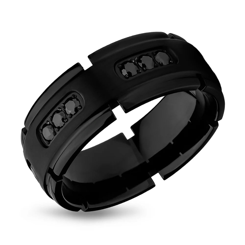 ITALGEM STEEL BTI15 BLACK-IP TITANIUM BLACK-CZ 8MM-BAND