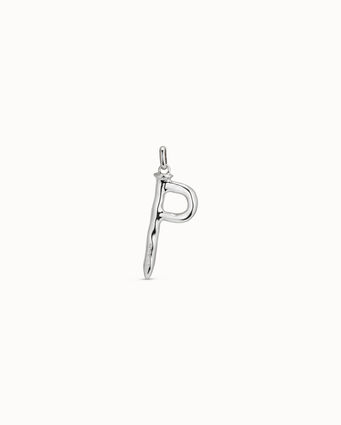 UNO DE 50 JEWELRY CHA0169MTL0000U  SILVER PLATED METAL ALLOY CHARM IN THE SHAPE OF P LETTER WITH A BAIL