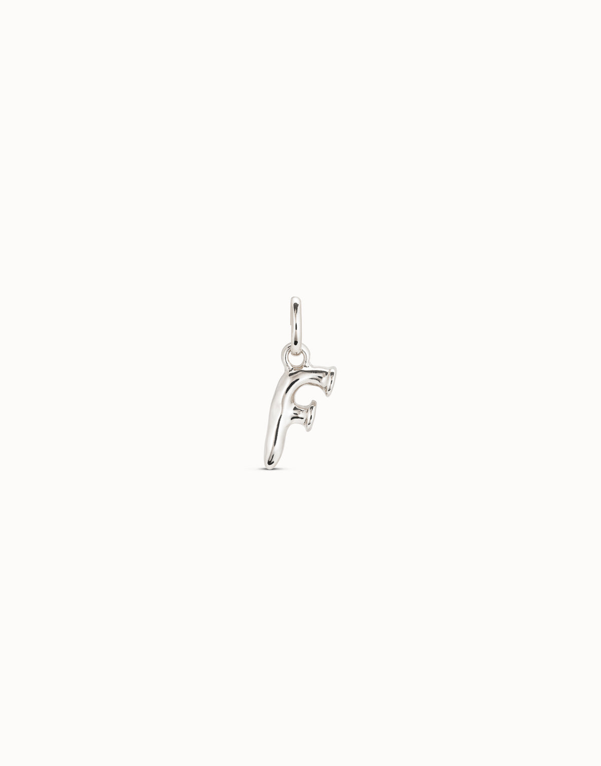 UNO DE 50 JEWELRY CHA0159MTL0000U  SILVER PLATED METAL ALLOY CHARM IN THE SHAPE OF F LETTER WITH A BAIL