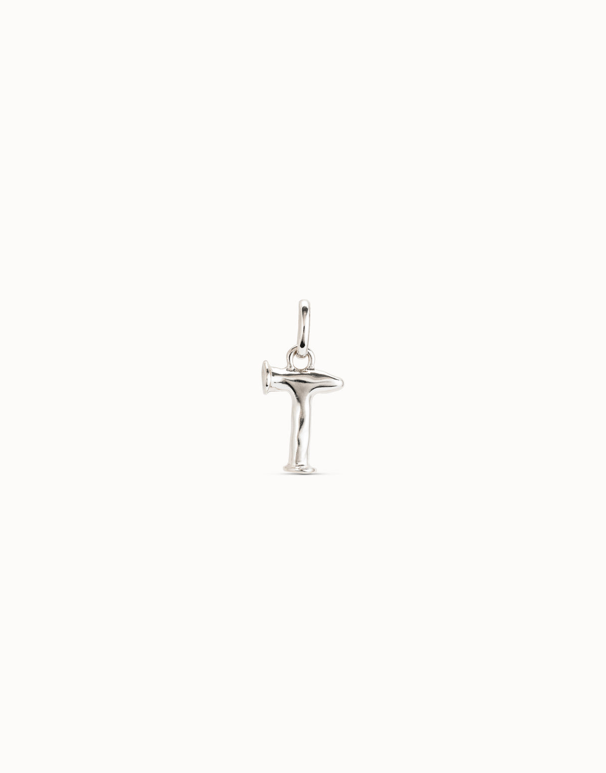 UNO DE 50 JEWELRY CHA0173MTL0000U  SILVER PLATED METAL ALLOY CHARM IN THE SHAPE OF T LETTER WITH A BAIL