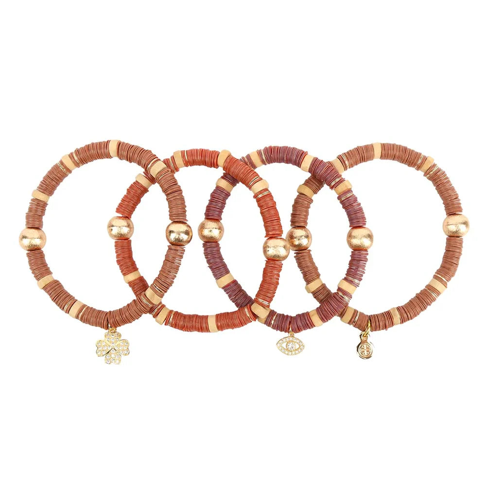 BUDHAGIRL PAILETTE BRACELET SET - CARAMEL