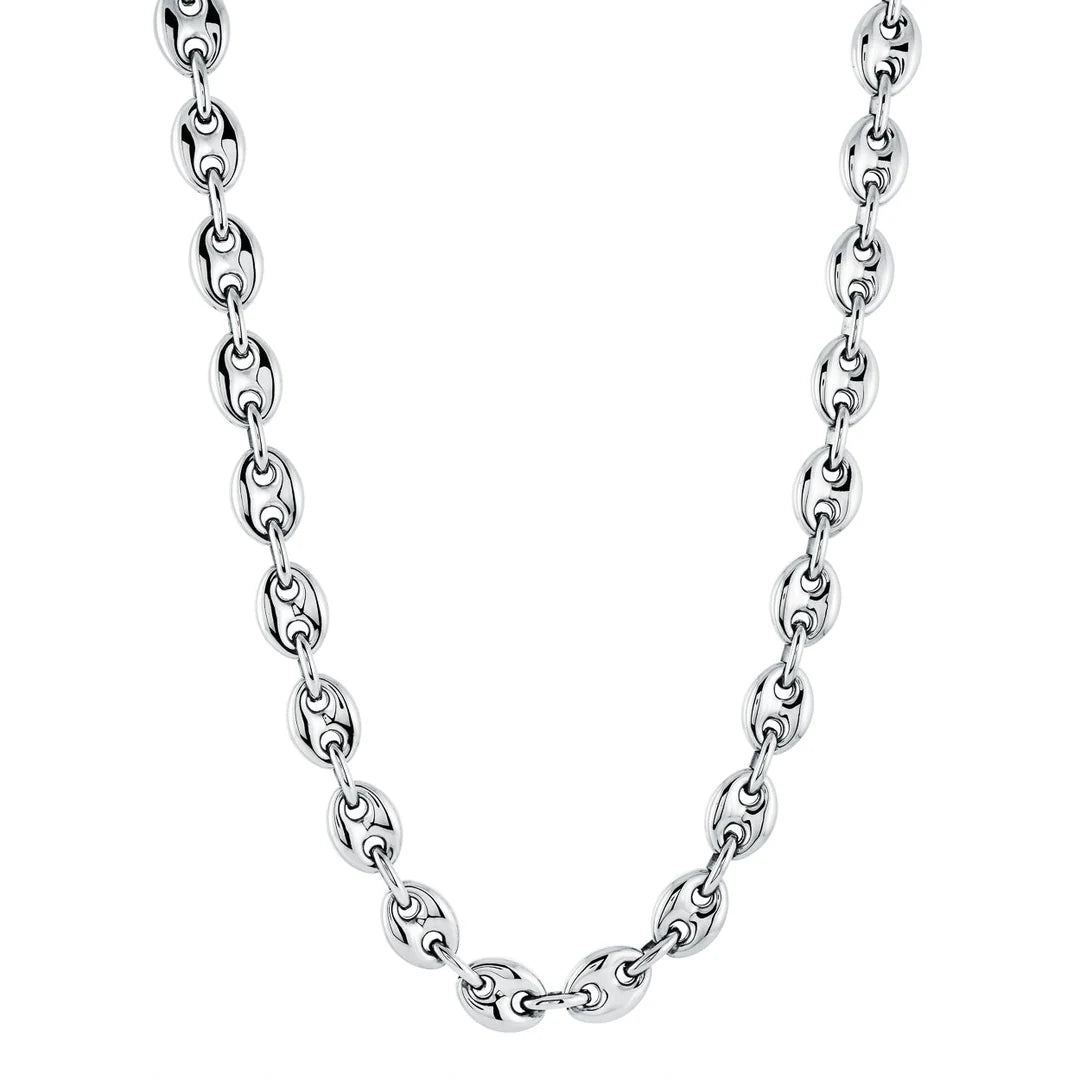 ITALGEM STEEL  SN62  S.STEEL HOLLOW PUFF-GUYCCI-LINK NECKLACE