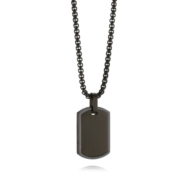 ITALGEM SP129  S.STEEL MATTE-POLISHED DOGTAG -RND-BOX NECKLACE