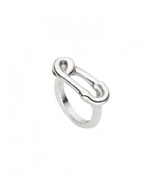 UNO DE 50 ANI0674MTL  Silver-plated metal alloy ring with small straight closed safety pin