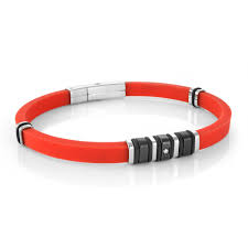 ITALGEM STEEL SBR1-RED  RED-SILICONE ADJUSTABLE BRACELET-ANCHOR SS