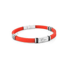 ITALGEM STEEL SBR3-RED  RED-SILICONE ADJUSTABLE BRACELET-ANCHOR SS