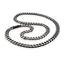 ITALGEM STEEL SBWN10  Black ip S.Steel matte d cut  necklace