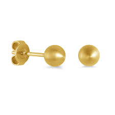 ITALGEM STEEL SEA323-G  GOLD-IP S.STEEL BRUSHED 6MM-BALL-STUD EARRING