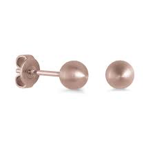 ITALGEM STEEL SEA323-R  ROSE-IP S.STEEL BRUSHED 6MM-BALL-STUD EARRING