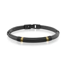 ITALGEM STEEL SLB570  S.STEEL-GUN-IP GOLD-IP-SCREWS BLACK-SILICONE BRACELET