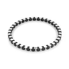 ITALGEM STEEL SMB450 BLACK-IP MATTE-S.STEEL 4MM-STRETCH-DESIGN BRACELET