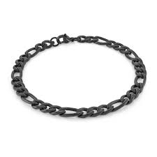 ITALGEM STEEL SMB642-N1 GUN-IP-S.STEEL 6MM FIGARO 1-PLATE BRACELET