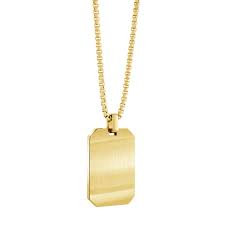 ITALGEM STEEL SP252  S.STEEL CENTRE GOLD-IP EDGES POLISHED DOGTAG NECKLACE