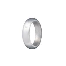 ITALGEM STEEL SRW5  WHITE-CZ SILVER SILICONE RING