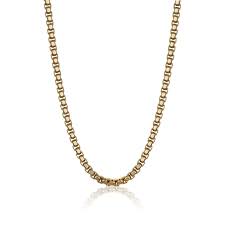 ITALGEM SYN17  GOLD-IP S.STEEL 5.5MM-ROUND BEVEL-EDGE BOX-24" NECKLACE