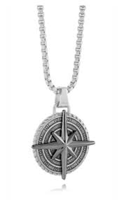 ITALGEM SP226  S.STEEL GUN-IP NORTH-STAR PENDANT NECKLACE