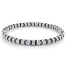 ITALGEM STEEL BB-312 S-STEEL-SATIN BLACK-IP-POLISHED STRETCH MINI-BEAD BRACELET